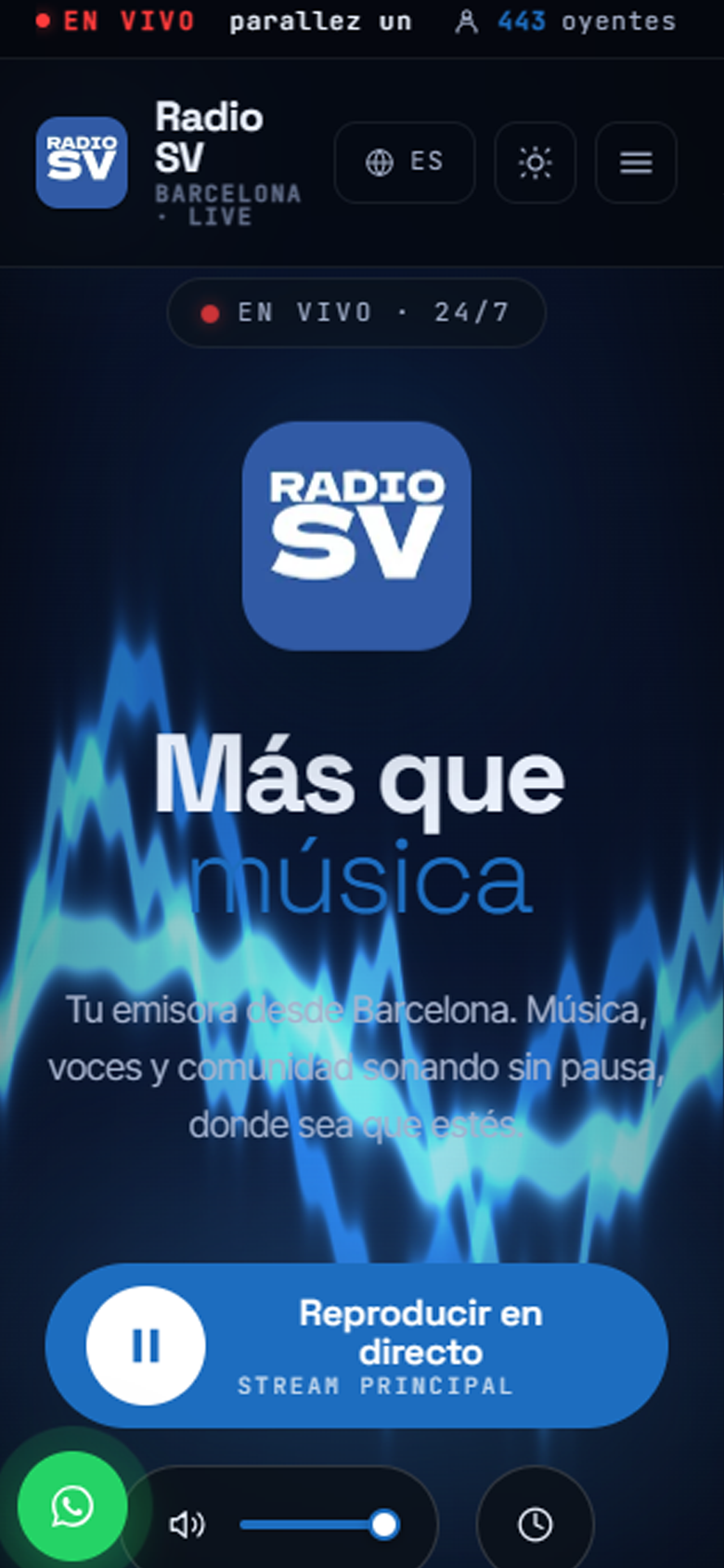 Radio SV — Vista móvil